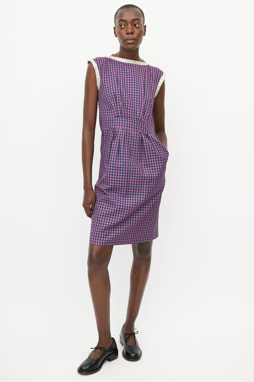 Marc Jacobs Pink & Multicolour Metallic Plaid Dress