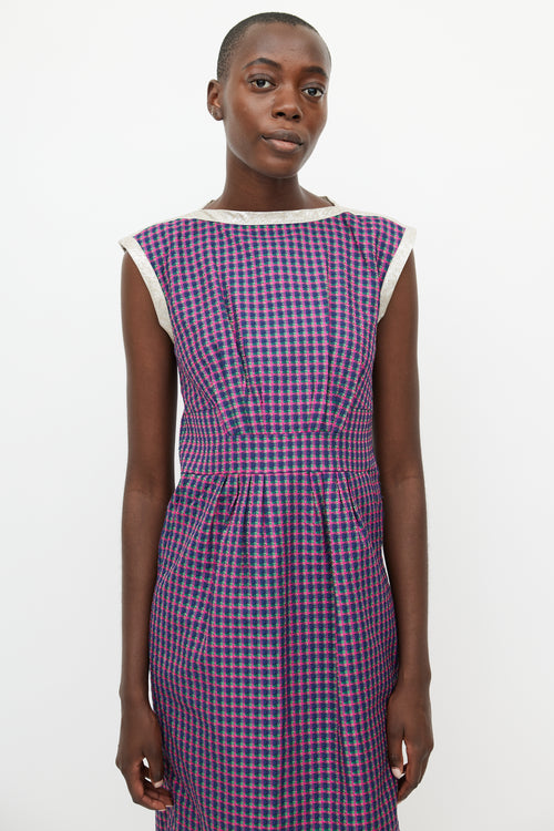 Marc Jacobs Pink & Multicolour Metallic Plaid Dress