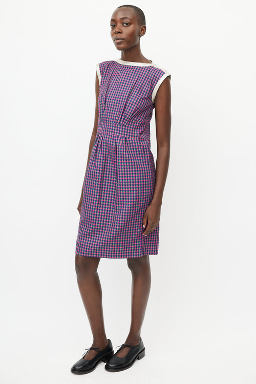 Marc Jacobs Pink & Multicolour Metallic Plaid Dress