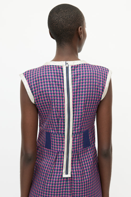 Marc Jacobs Pink & Multicolour Metallic Plaid Dress