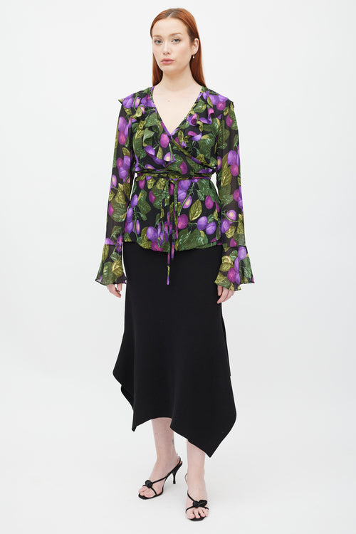 Marc Jacobs Redux Grunge 1993/2018 Black & Multicolour Printed Wrap Top