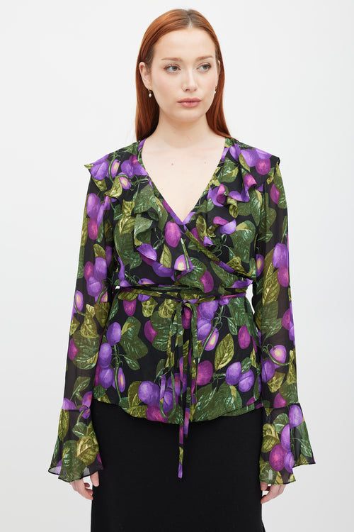 Marc Jacobs Redux Grunge 1993/2018 Black & Multicolour Printed Wrap Top