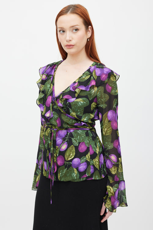 Marc Jacobs Redux Grunge 1993/2018 Black & Multicolour Printed Wrap Top