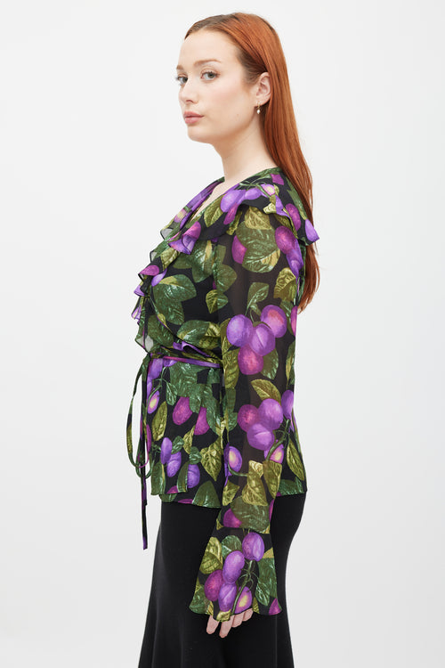 Marc Jacobs Redux Grunge 1993/2018 Black & Multicolour Printed Wrap Top