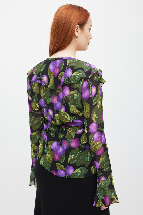 Marc Jacobs Redux Grunge 1993/2018 Black & Multicolour Printed Wrap Top