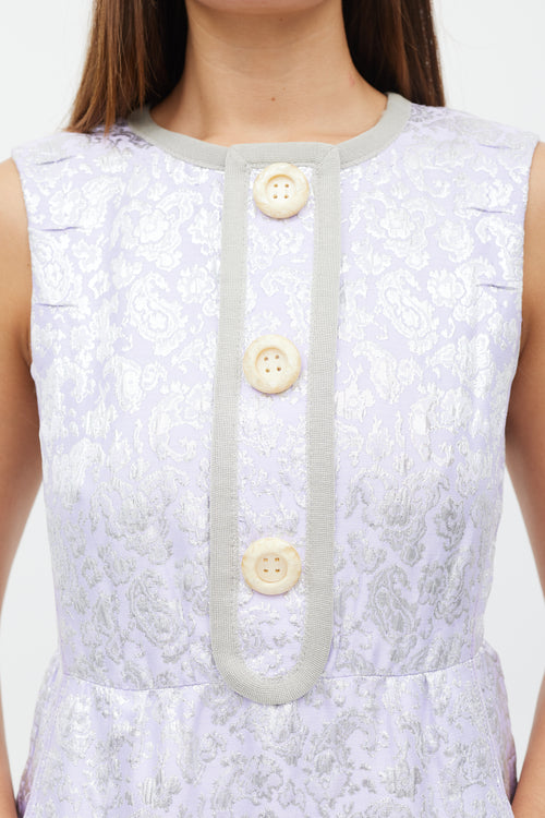 Marc Jacobs Purple & Silver Floral Jacquard Dress
