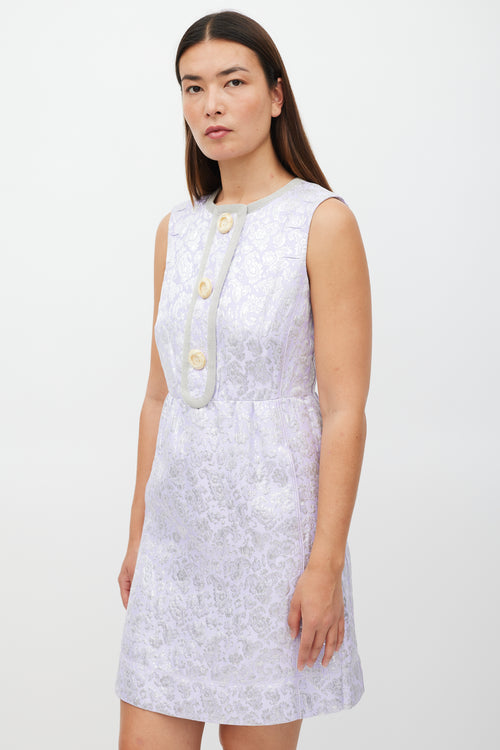 Marc Jacobs Purple & Silver Floral Jacquard Dress