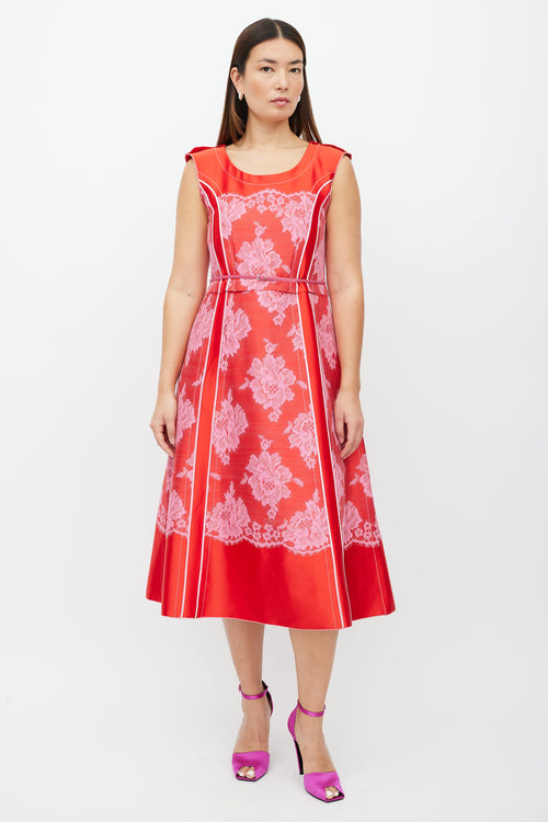 Red & Pink Lace Midi Dress Red & Pink Lace Midi Dress