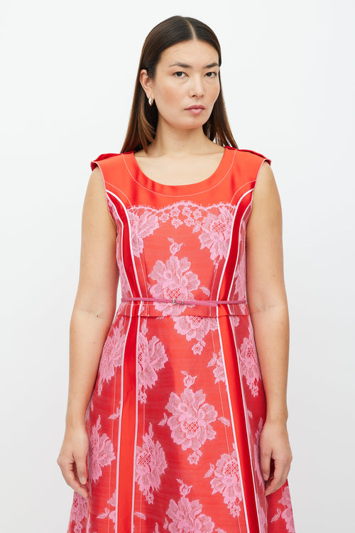 Red & Pink Lace Midi Dress Red & Pink Lace Midi Dress