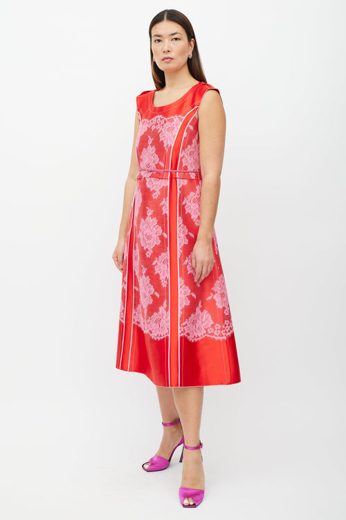 Red & Pink Lace Midi Dress Red & Pink Lace Midi Dress