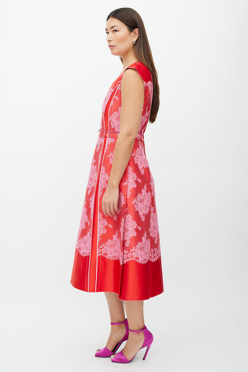 Red & Pink Lace Midi Dress Red & Pink Lace Midi Dress