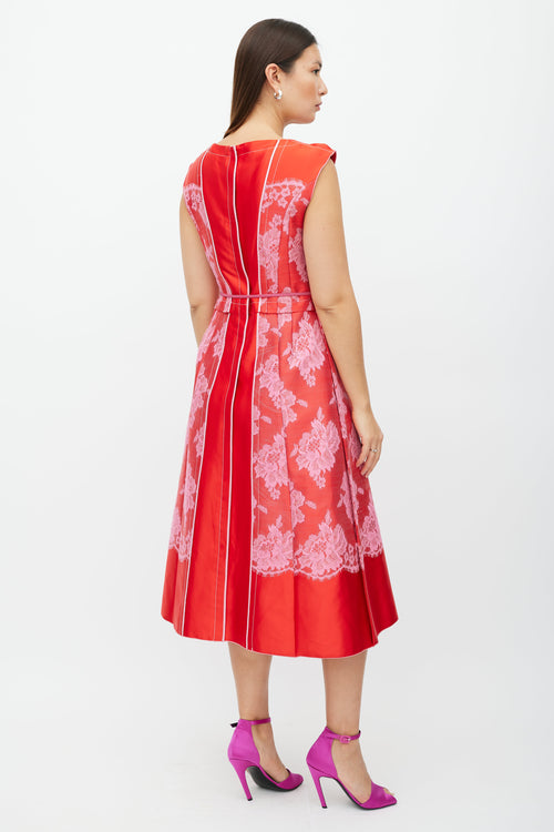 Red & Pink Lace Midi Dress Red & Pink Lace Midi Dress