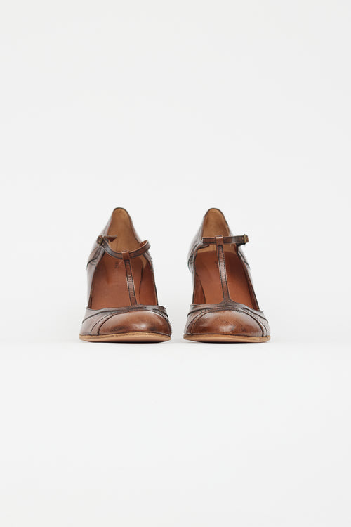 Marc Jacobs Vintage Brown Leather Mary Jane Heel