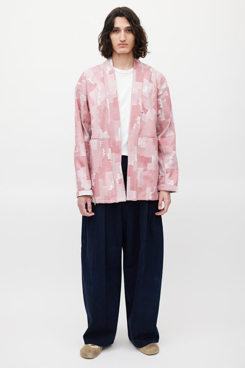 Marcelo Burlon Red & White Woven Denim Jacket