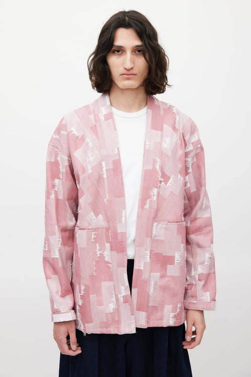 Marcelo Burlon Red & White Woven Denim Jacket