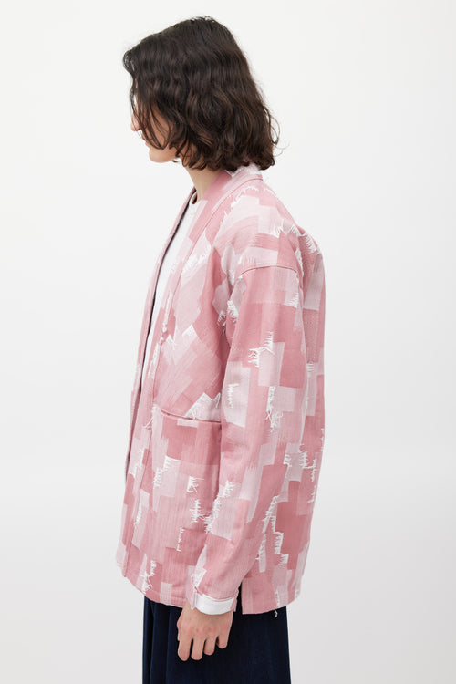 Marcelo Burlon Red & White Woven Denim Jacket