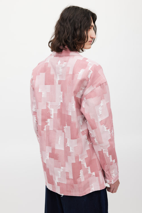 Marcelo Burlon Red & White Woven Denim Jacket