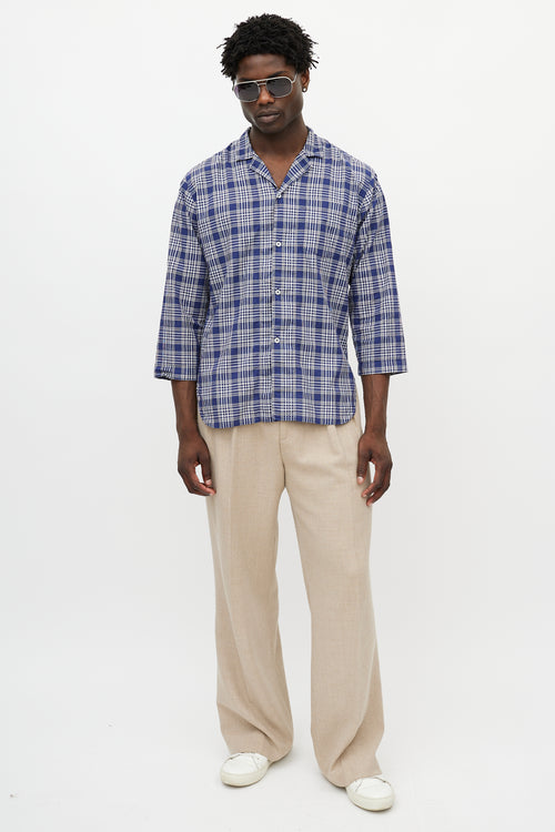 Margaret Howell Blue & White Plaid Shirt