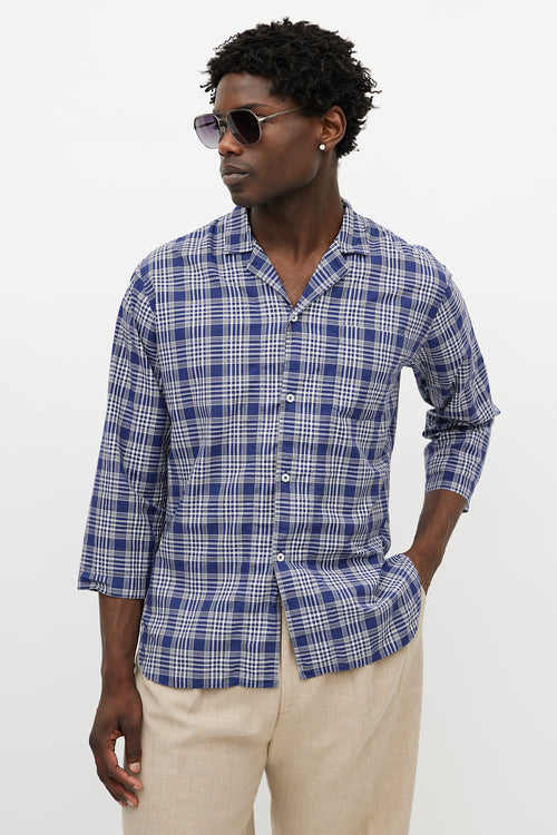Margaret Howell Blue & White Plaid Shirt
