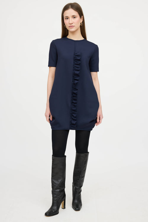 Marie Saint Pierre Ruffled Neoprene Midi Dress