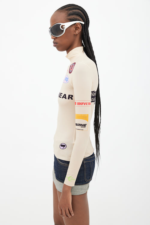 Marine Serre Beige & Multicolour Futurewear Logo Top