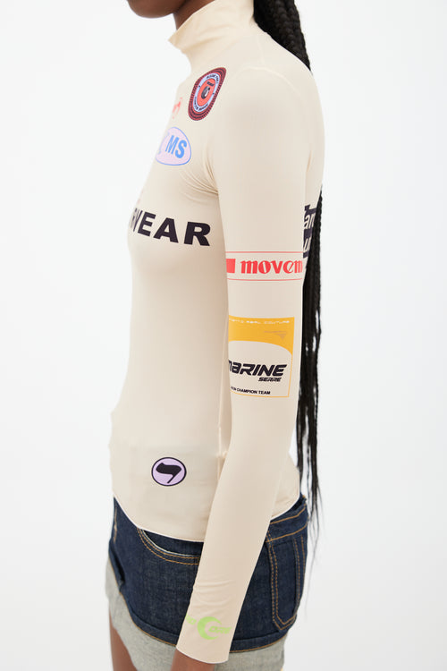 Marine Serre Beige & Multicolour Futurewear Logo Top