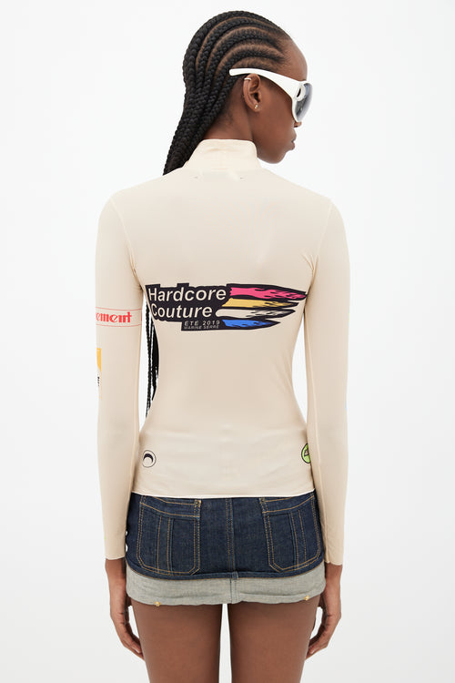 Marine Serre Beige & Multicolour Futurewear Logo Top