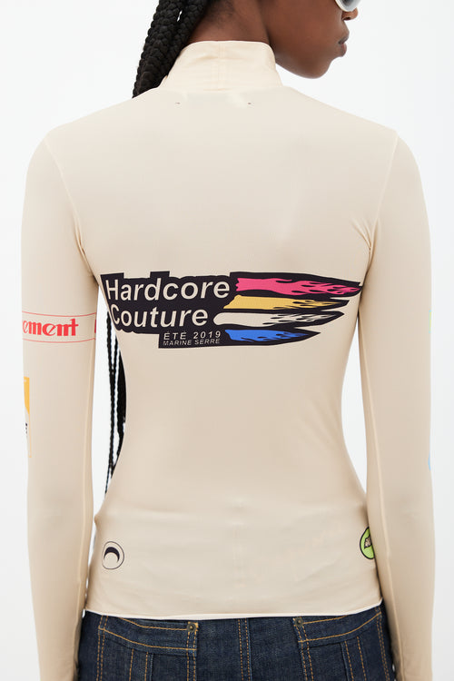 Marine Serre Beige & Multicolour Futurewear Logo Top