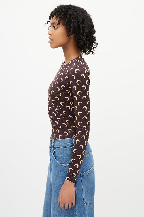 Marine Serre Brown & Beige Second Skin Moon Top