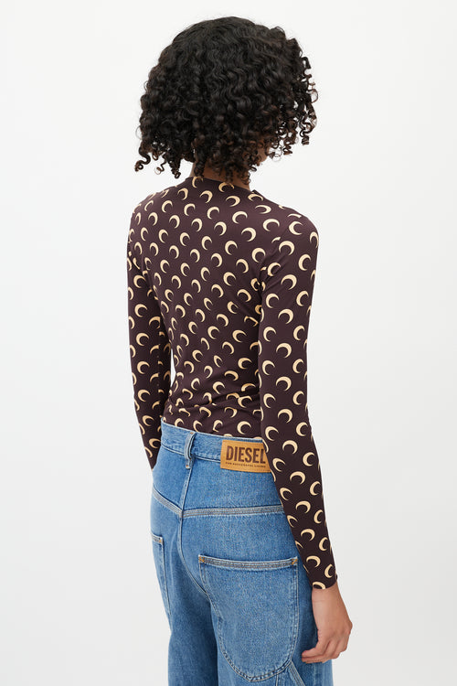 Marine Serre Brown & Beige Second Skin Moon Top