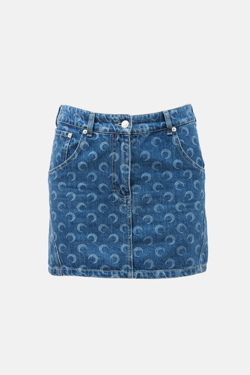 Marine Serre Denim Crescent Mini Skirt