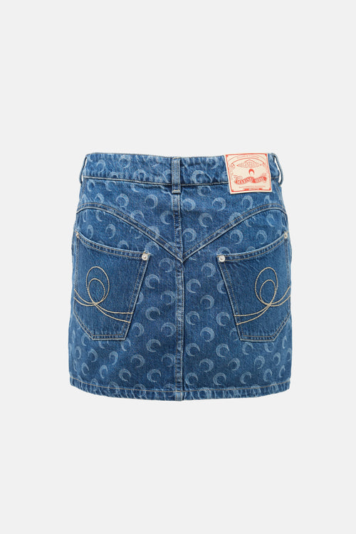 Marine Serre Denim Crescent Mini Skirt