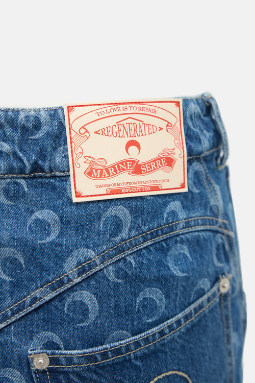 Marine Serre Denim Crescent Mini Skirt