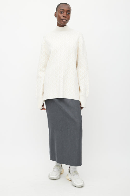 Marine Serre White & Cream Moon Oversized Sweater