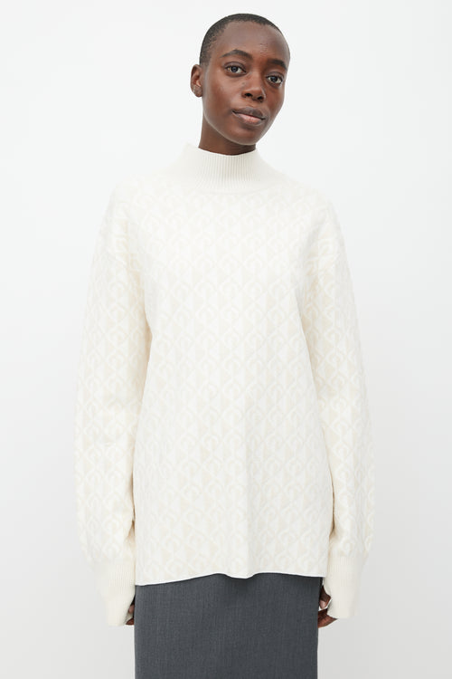 Marine Serre White & Cream Moon Oversized Sweater