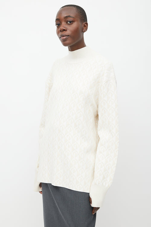 Marine Serre White & Cream Moon Oversized Sweater