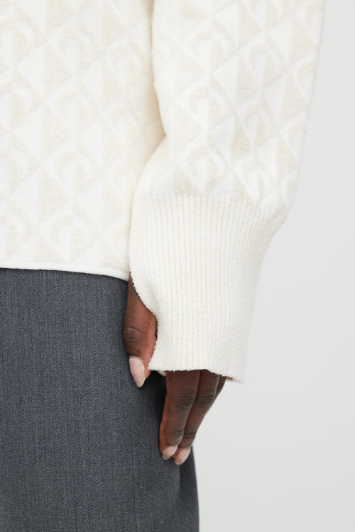 Marine Serre White & Cream Moon Oversized Sweater