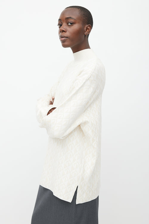 Marine Serre White & Cream Moon Oversized Sweater