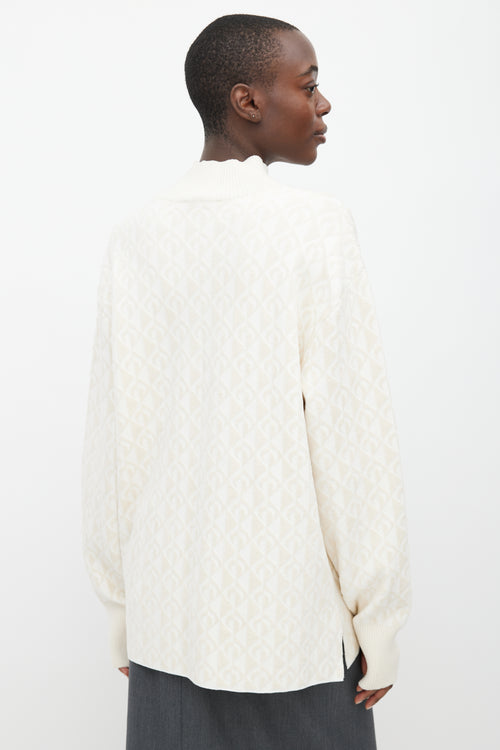 Marine Serre White & Cream Moon Oversized Sweater
