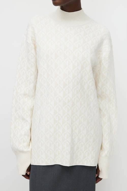 Marine Serre White & Cream Moon Oversized Sweater