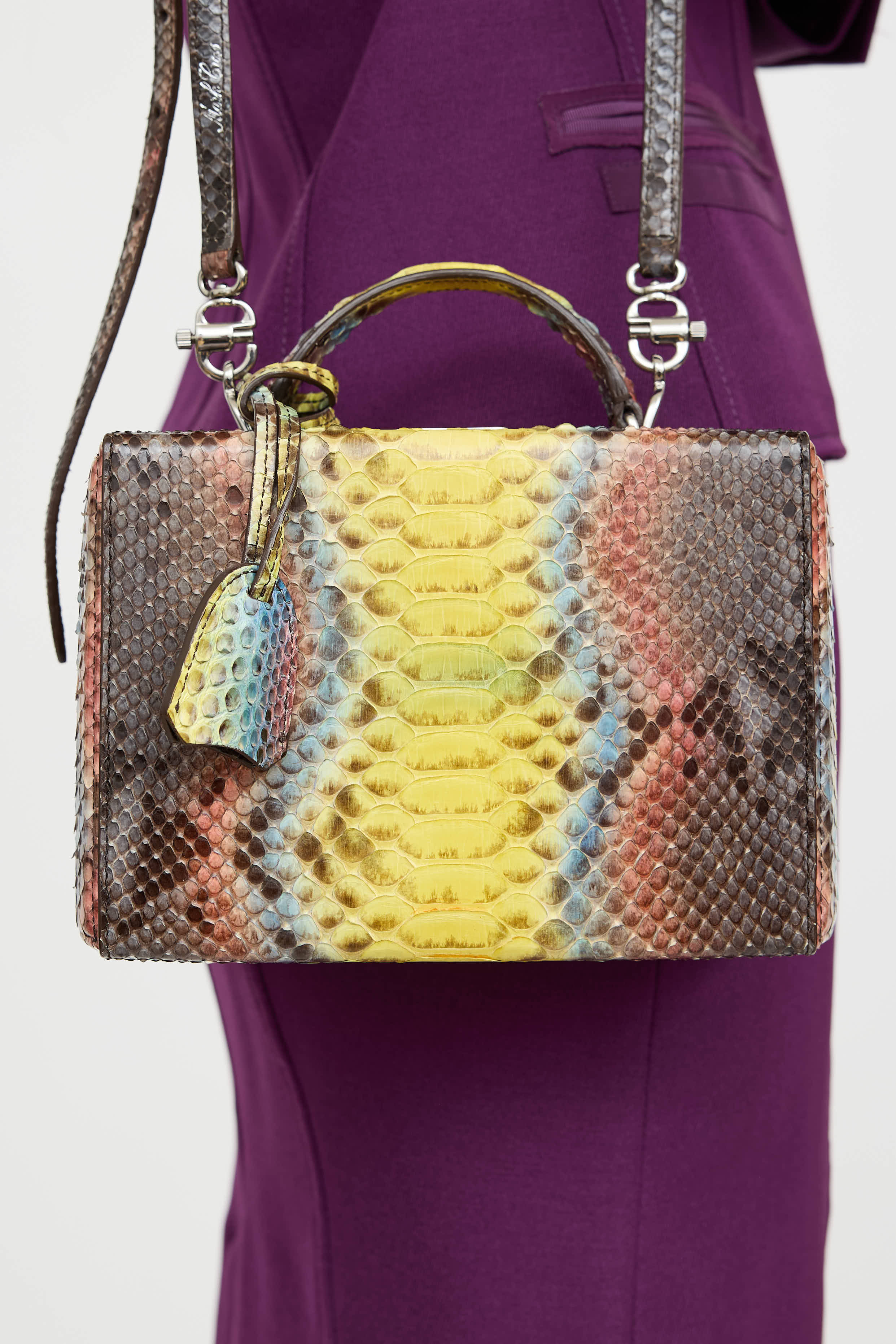 Marc Cross Leather Grace Embossed Box Bag