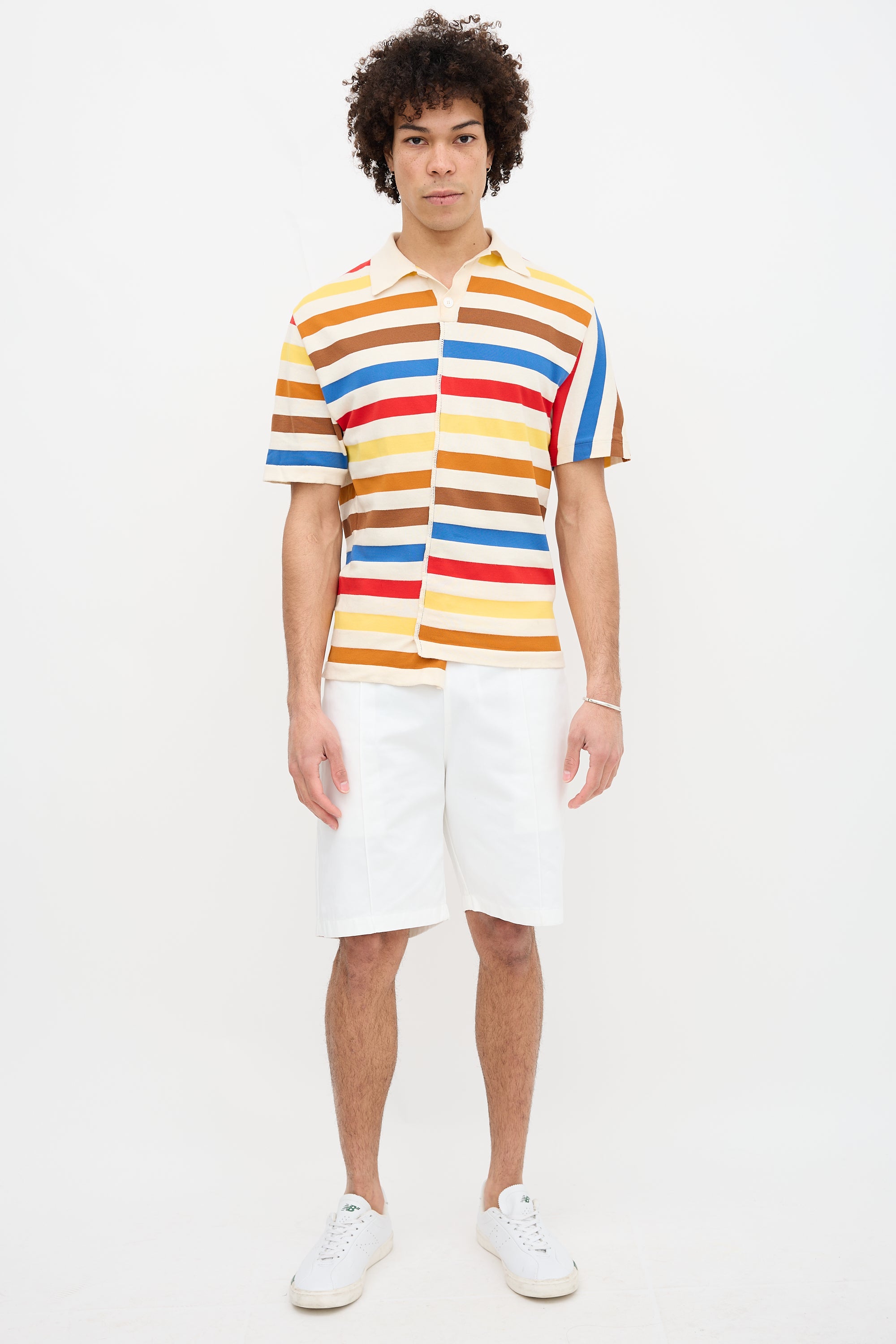 Marni Asymmetric Striped Polo