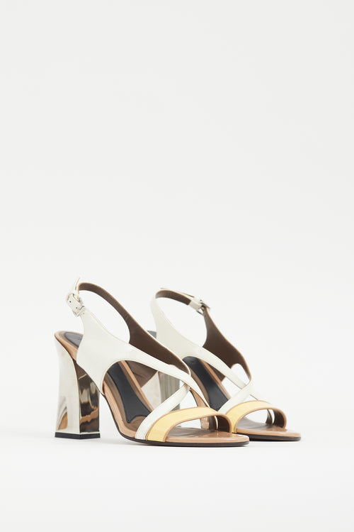 Marni Beige & Yellow Patent Leather Slingback Heel