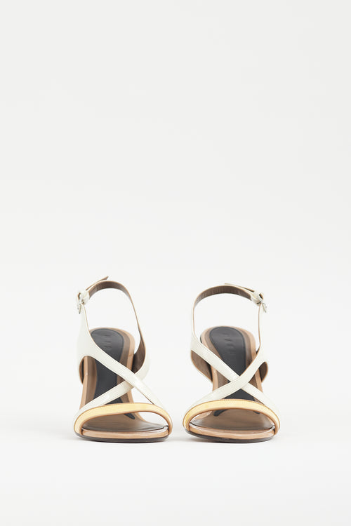 Marni Beige & Yellow Patent Leather Slingback Heel