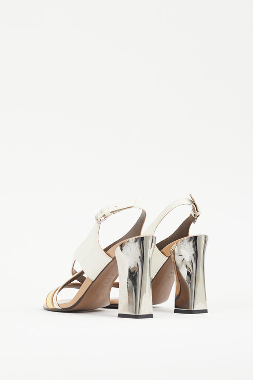 Marni Beige & Yellow Patent Leather Slingback Heel