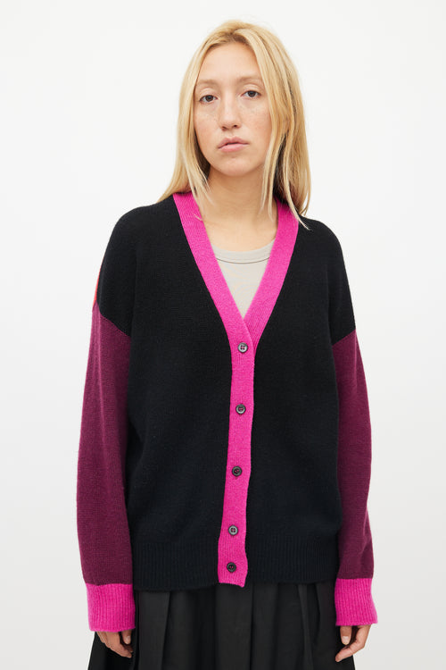 Marni Black & Multicolour Panelled Cashmere Cardigan