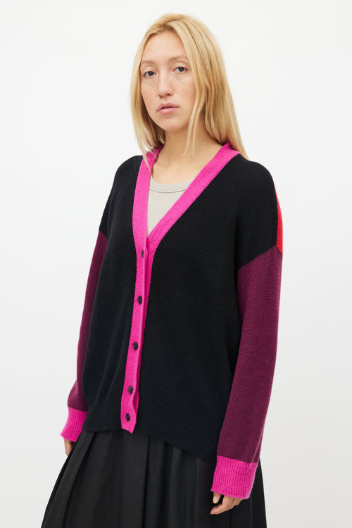 Marni Black & Multicolour Panelled Cashmere Cardigan
