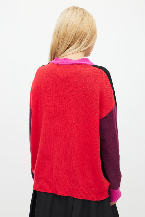 Marni Black & Multicolour Panelled Cashmere Cardigan