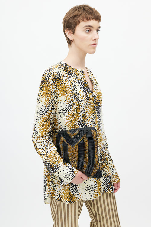 Marni Black & Gold Beaded Clutch