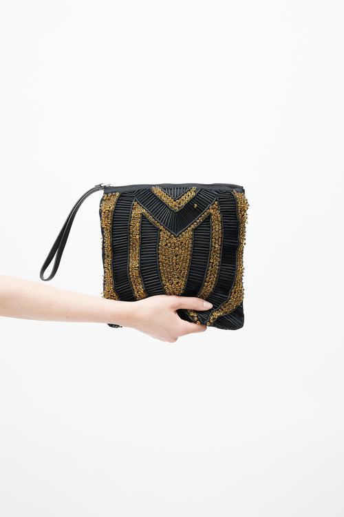Marni Black & Gold Beaded Clutch